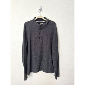 Marine Layer Clayton Henley Sweater Pullover Cotton Blend Gray Mens Large